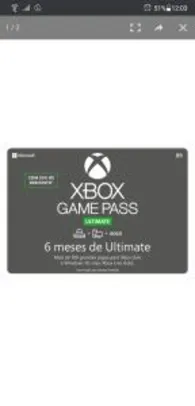 Gift Card Digital 6 meses Xbox Gamepass Ultimate