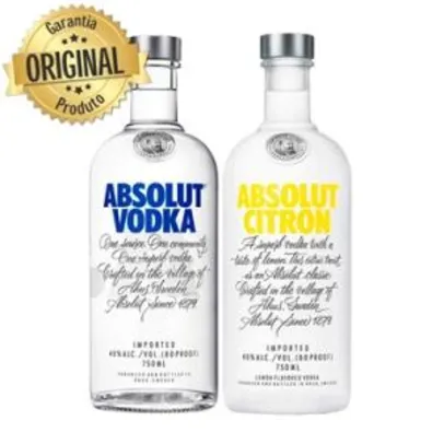 Kit Vodka Absolut Natural 750ml + Citron 750ml | R$90