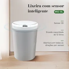 [R$68 BR/Moedas] Lixeira 12L Com Sensor Automático, Lixeira Inteligente, Lixeira Para Cozinha E Banheiro 