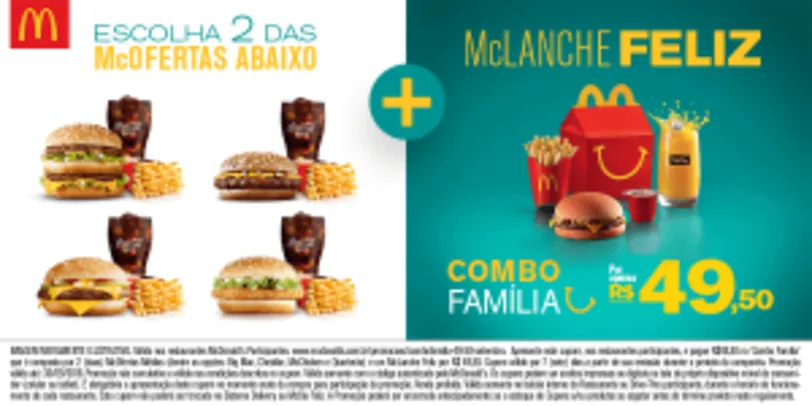 [McDonalds] Combo Família no Mc Donalds por R$ 50