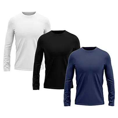 Kit 3 Camiseta DF Masculina Manga Longa Proteção Solar UV +50 Segunda Pele