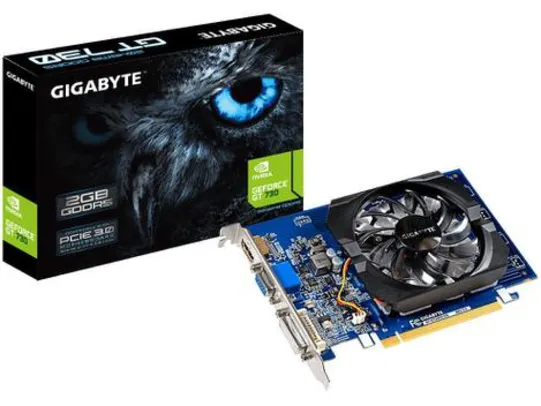 Placa de Vídeo Gigabyte GeForce GT 730 2GB - GDDR5 64 bits GV-N730D5-2GI (rev. 2.0) | R$ 341