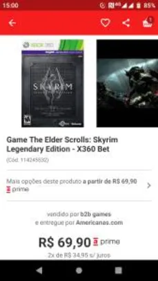 Saindo por R$ 67: Game The Elder Scrolls: Skyrim Legendary Edition - X360 Bet - R$67 | Pelando