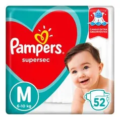 Fraldas Pampers Supersec M 52 Unidades -