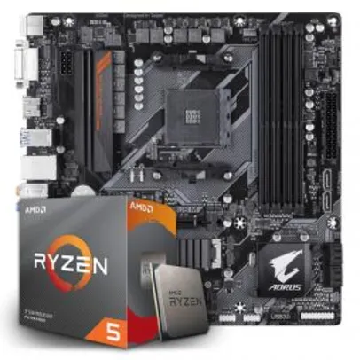 Kit Upgrade Placa Mãe Gigabyte B450 AORUS M AMD AM4 + Processador AMD Ryzen 5 3600 3.6GHz | R$ 2.069