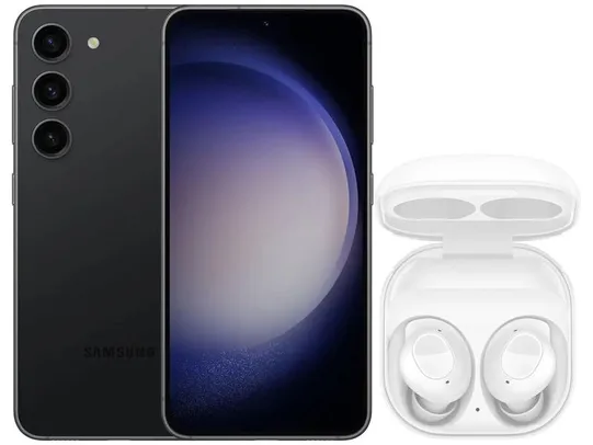 Smartphone Samsung Galaxy S23 512GB Preto 5G + Fone de Ouvido Galaxy Buds FE sem fio Branco