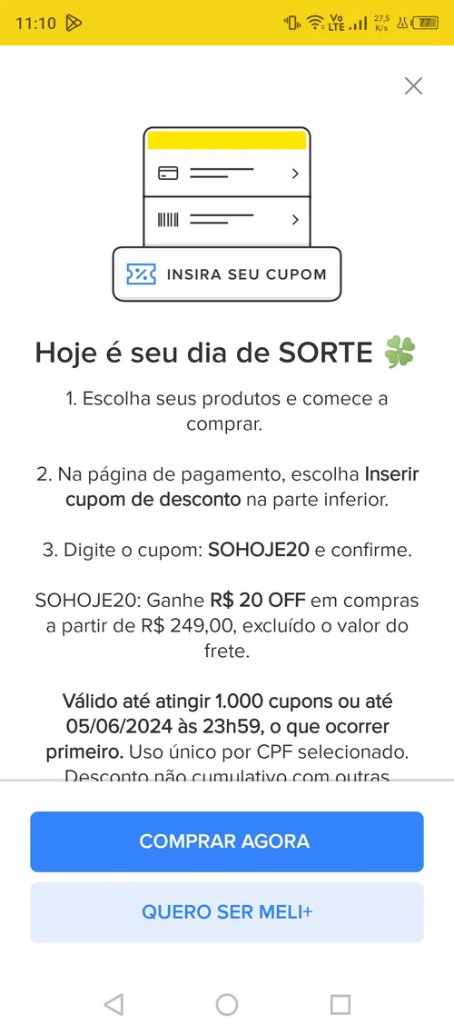 Imagem na descrição da promoção