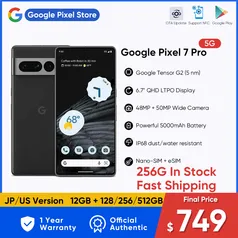 Smartphone Google Pixel 7 pro, 5g,  6.7 "qhd display, 12gb, 256gb rom, 5000mah