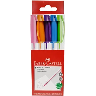 [R$ 5,70 +por-] Caneta Trilux Cartela com 5 Cores, Faber-Castell, 032/ESC, Multicor