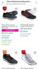 Tênis Under Armour com ate 69 % de desconto