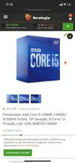 Processador Intel Core i5 10400F 2.90GHz (4.30GHz Turbo), 10ª Geração, 6-Cores 12-Threads, LGA 1200 R$1259