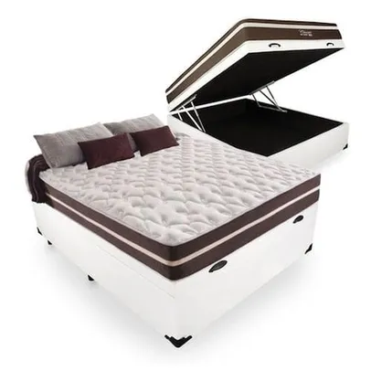 Cama Box Com Baú Casal + Colchão De Molas - Comfort Prime - Classic Superlastic 138cm - Branco