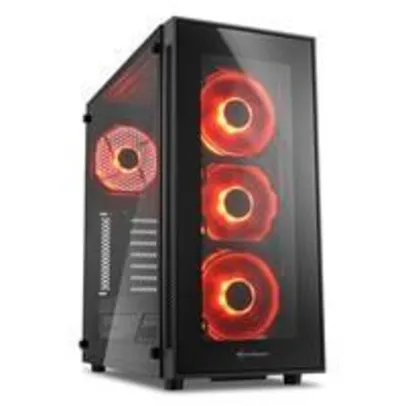 Gabinete Sharkoon TG5 Red Vidro Temperado 4mm Led Fan 12cm ATX | R$400