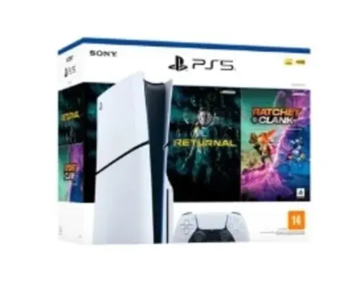 [Com Cashback R$ 3197] Console PlayStation 5 Slim Sony, SSD 1TB, Com Controle Sem Fio DualSense, Branco + 2 Jogos - 1000038899