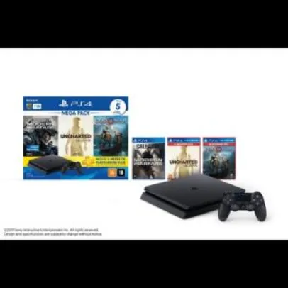 PS4 Slim Bundle God Of War + COD + Uncharted - R$1444