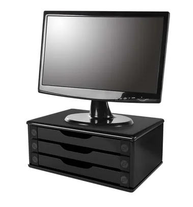 Suporte para Monitor Souza 3 Gavetas Black Piano