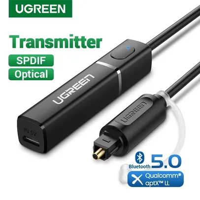 Ugreen bluetooth 5.0 transmissor aptx ll 3.5mm aux adaptador óptico | R$84