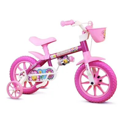 (AME = R$165) Bicicleta Feminina Infantil Nathor Flower Aro 12 Rosa