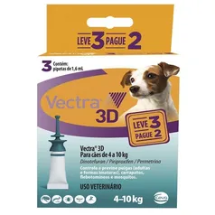 Antipulgas e Carrapatos Ceva Vectra 3D Cães de 4 a 10 Kg 3 Pipetas