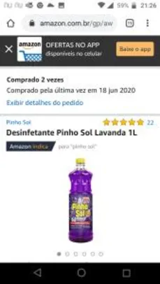 (Prime) Desinfetante Pinho Sol Floral 500Ml Comprando 5 unidades | R$ 3 cada