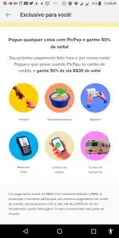 [Selecionados] Ganhe 50% de volta na próxima transação no picpay c/ cartão de crédito.