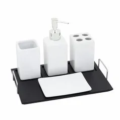 Kit Acessórios de Bancada Branco em Cerâmica 5 peças Dolomite Importado | R$ 40