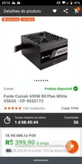 Fonte Corsair VS 650w 80 plus white