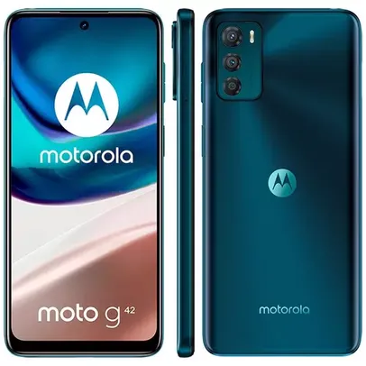 Smartphone Motorola Moto G42 Azul 128GB, 4GB RAM, Tela de 6.4”, Câmera Traseira Tripla, Android 12 e Processador Octa Core Snapdragon 680