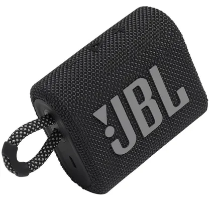 Caixa de Som Portátil JBL Go 3 com Bluetooth e À Prova de Poeira e Água – Preto