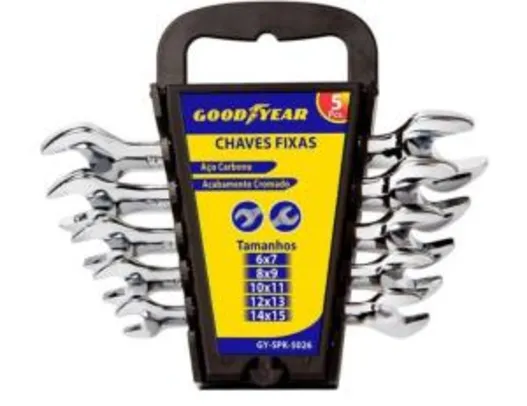 Jogo de Chave Fixa Goodyear 6x7 a 14x15mm - GYSPK5026 5 Peças - R$14