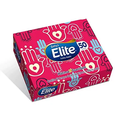 Lenços de Papel Elite Softy's Folha Dupla, 50 unidades de 21x14,08 cm | R$2,75