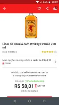 [App] Licor de Canela com Whiksy Fireball 750 ml - R$43