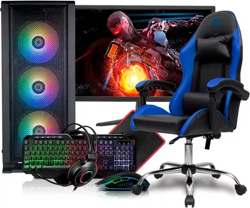 PC Gamer Completo Mancer, AMD Ryzen 5 4600G, 16GB DDR4, SSD 480GB, Monitor 21" + Cadeira Gamer