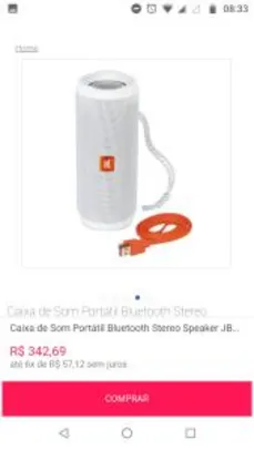 Caixa de Som Portátil Bluetooth Stereo Speaker JBL Flip 4 R$ 343