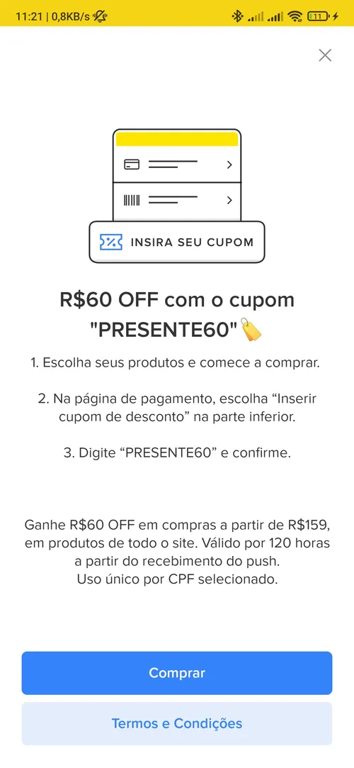 Imagem na descrição da promoção