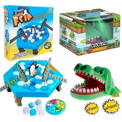 Kit 2 Jogos Pinguim Quebra Gelo e Jogo Croc crocantes croc