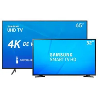 Smart TV LED 65" UHD 4K Samsung 65RU7100 + Smart TV LED 32" HD Samsung 32J4290