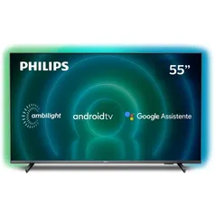 PHILIPS Android TV Ambilight 55" 4K 55PUG7906/78, Google Assistant Built-in, Comando de Voz, Dolby V
