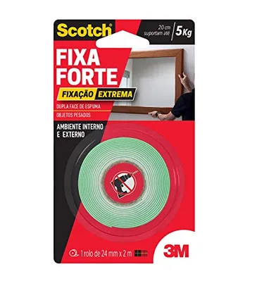 Scotch, 3M, Fixa Forte, Fita Dupla Face, Fixação Extrema, 2mm x 2m