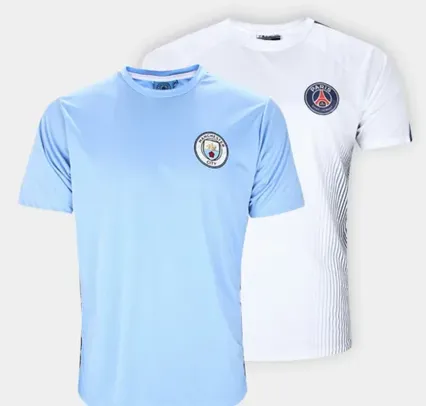 Kit 2 Camisas Manchester City + Paris Sain-Germain Masculina