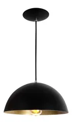 Pendente meia lua Ônix Preto E Dourado Alumínio Luminária 30cm Lustre