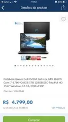 Notebook dell g3 i7 9750HQ 3590-A30P