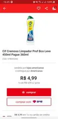 [Loja Fisicas] Cif Cremoso Limpador Prof Bco Leve 450ml Pague 360ml R$ 5