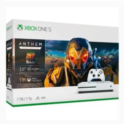 Xbox One S 1TB Branco + Game Anthem + 1 mês de Xbox Game Pass/Live Gold/EA Access
