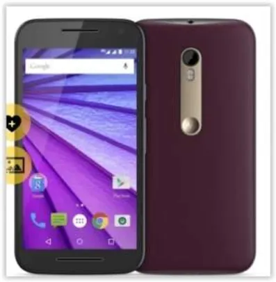 [Saraiva] Smartphone Motorola Moto G 3ª Geração Preto Cabernet 4G Tela 5" Android 5 Câmera 13Mp Dualchip 16Gb por R$ 807