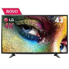 Smart TV LED 43" Ultra HD 4K LG 43UH6100 com Sistema WebOS, Wi-Fi, Painel IPS, HDR Pro, Upscaler, Entradas HDMI e Entrada USB