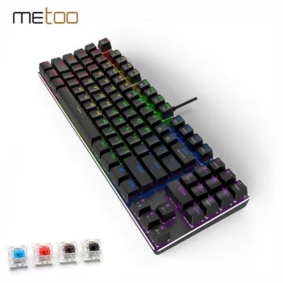 Teclado mecânico do jogo com fio metoo backlit 89 teclas com switch azul, vermelho ou marrom | R$142