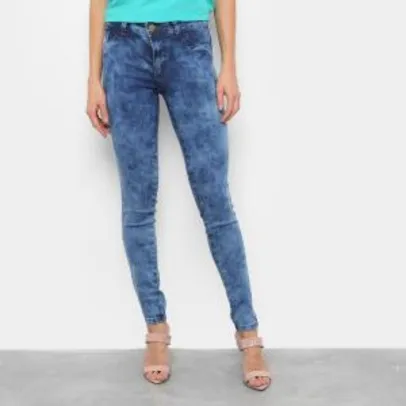 Calça Jeans Grifle Skinny Marmorizada Feminina - Azul R$59