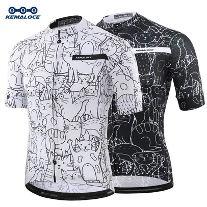 Camisa Ciclismo Unissex Branco Gato De Desenho Animado Anti-uv Ecológico 