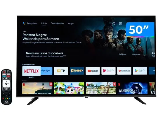 [MagaLú] Smart TV 50” 4K DLED Rig Vizzion BR50GUA IPS - Android Wi-Fi Google Assistente 3 HDMI 2 USB